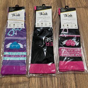 Lot of 3 Nurse Themed Comfort Light Compression Socks